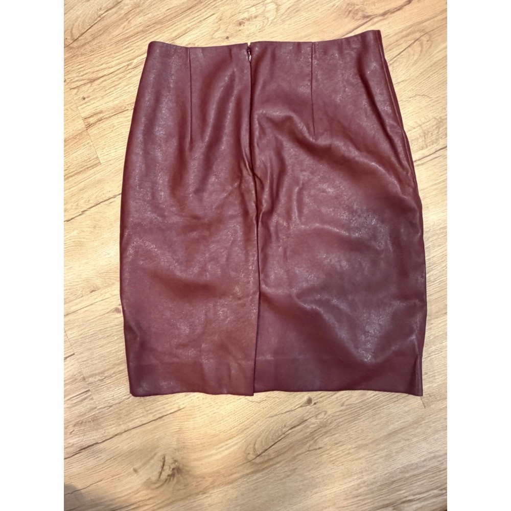 J.Crew Womens Burgundy Faux Leather Pencil Skirt Maroon Size 4 Zip Back Mini